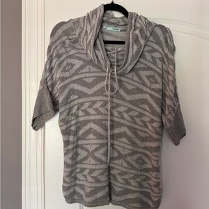 Maurices Gray Geometric Cowl Neck Sweater